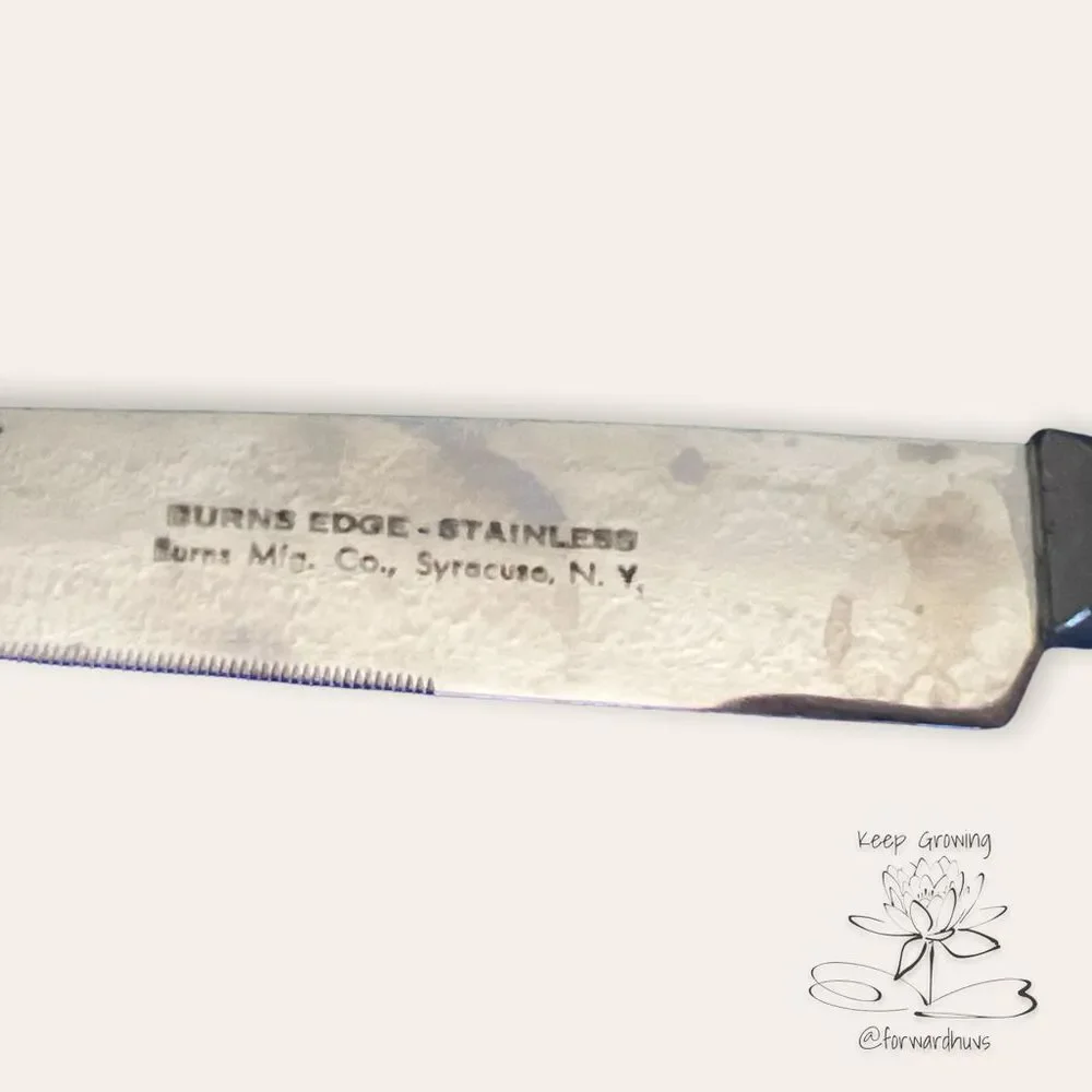 Burns Edge Stainless Knife Set with Butterscotch Bakelite Handles